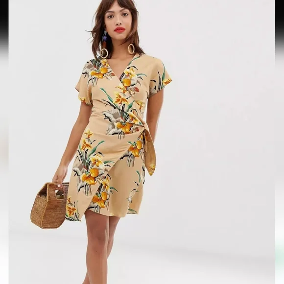 & Other Stories Linen Blend Wrap Mini Dress - Picture 1 of 6